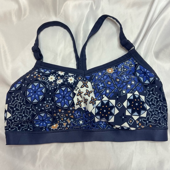 Aerie Blue Geometric Shapes Sports Bra, size XL - Picture 1 of 6